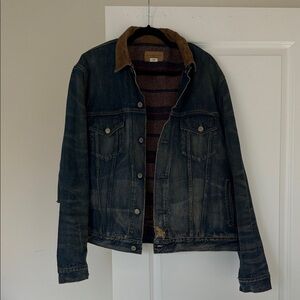 Denim & Supply Ralph Lauren Blue Denim Jacket with Brown Collar